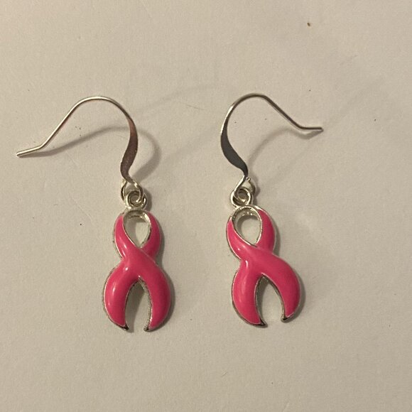 NEW Pink Ribbon earrings - Picture 2 of 3